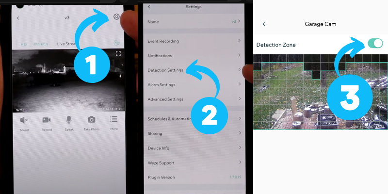 Disable the Wyze device's detection zone