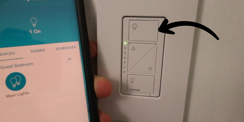 Factory Reset Lutron Caseta Switch - Press the top "ON" button three times fastly, and hold the button on your third press.