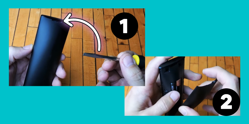 Restart your Vizio TV remote by opening the back of the Vizio remote and taking out both of the batteries.