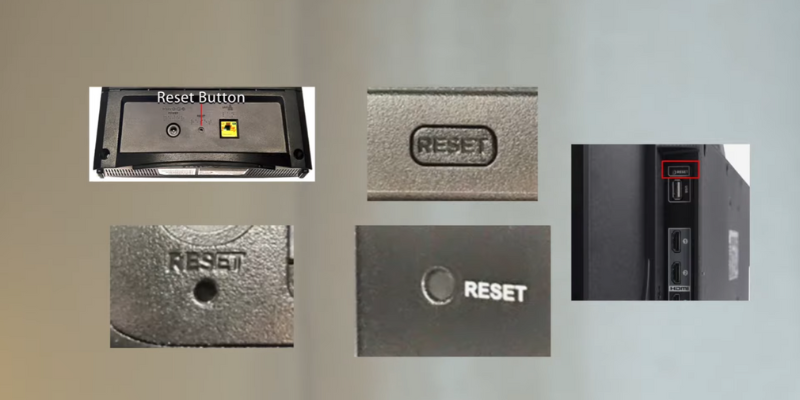 Reset button on different Hisense models.