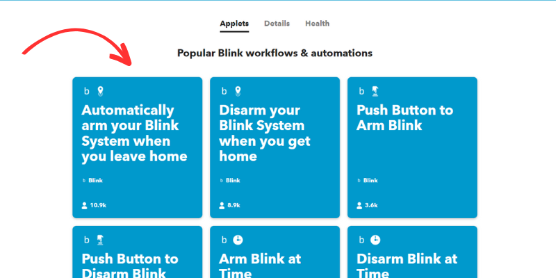 Available applets for Blink
