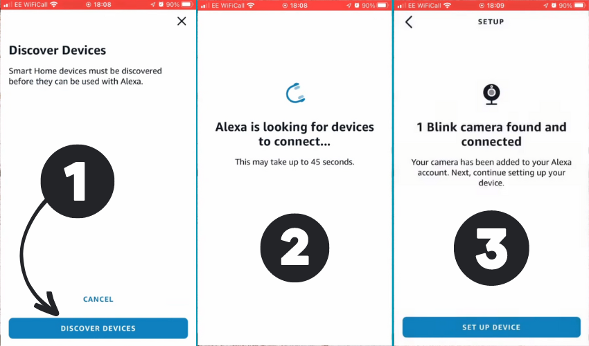 Discover and setup blink devices on Alexa app