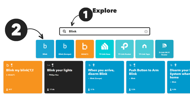 Search Blink on IFTTT 