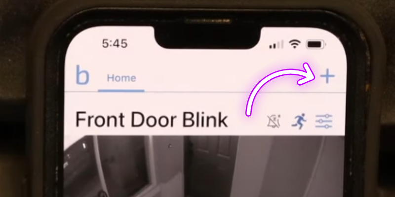 Next, tap on the '+' icon (Add Device) on the home screen of the Blink app.