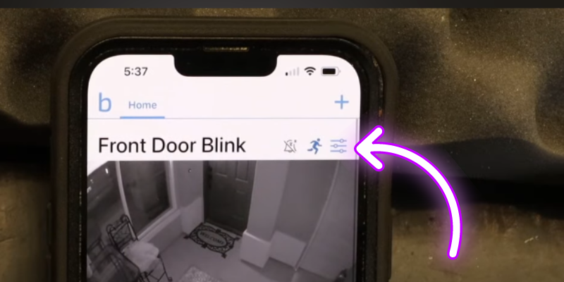 Open the Blink app on your smartphone and tap the settings icon next to the camera facing the issue.