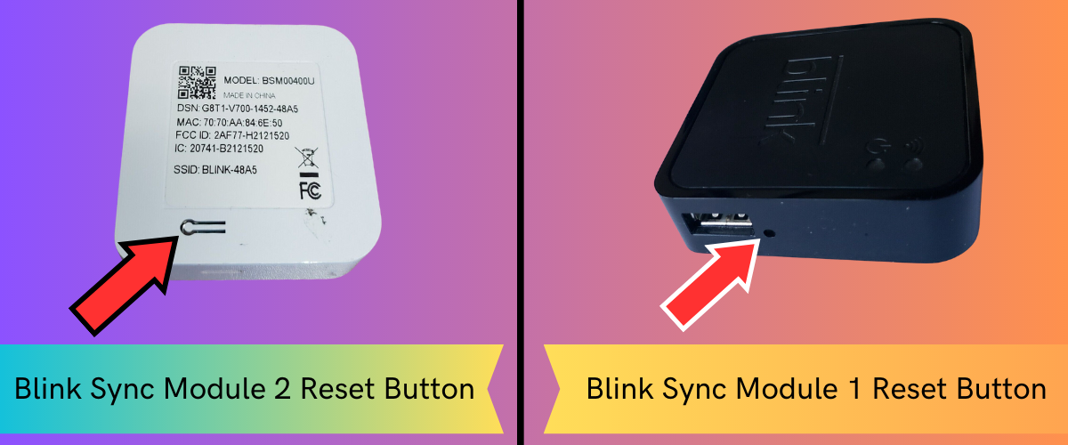 Reset button on blink sync module 1 and 2