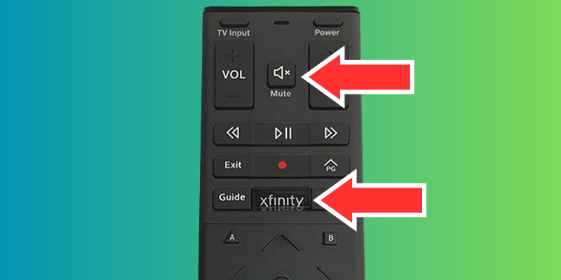 While the TV is turned on, press and hold the mute and Xfinity buttons together until the indicator turns green.