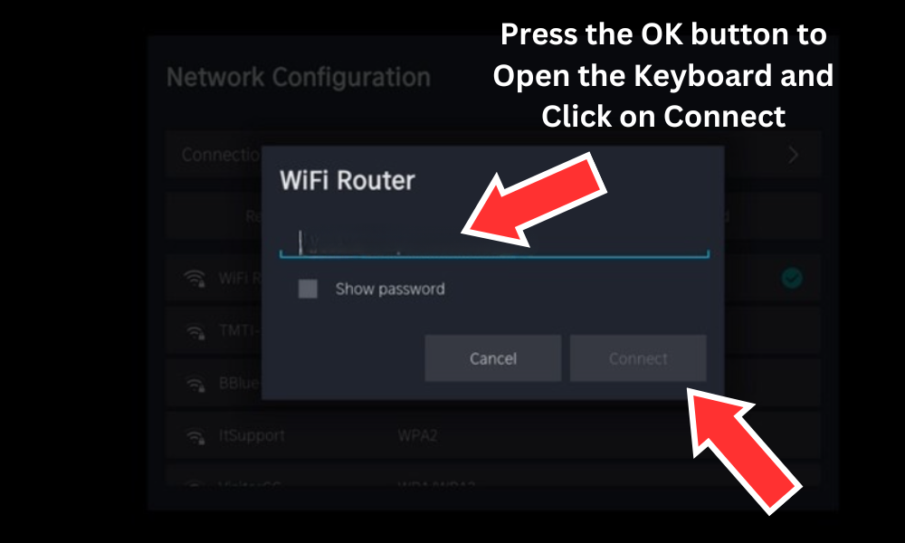 Press the OK button to Open the Keyboard and Click on Connect