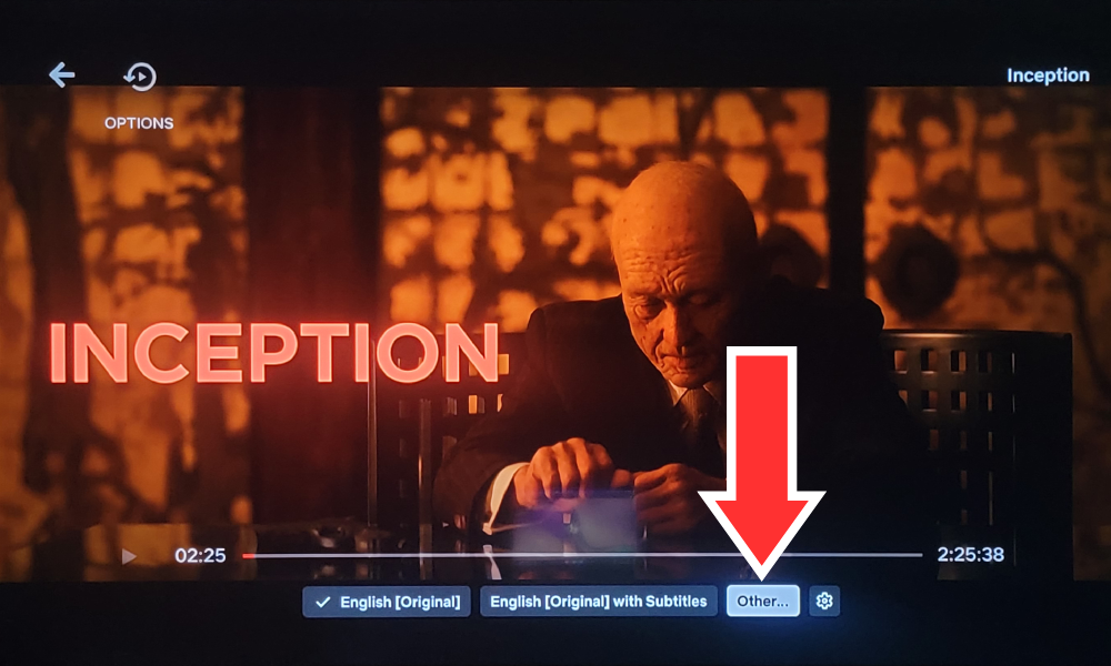 On the Netflix TV app, Select "Other" appearing at the bottom and press the Ok button.
