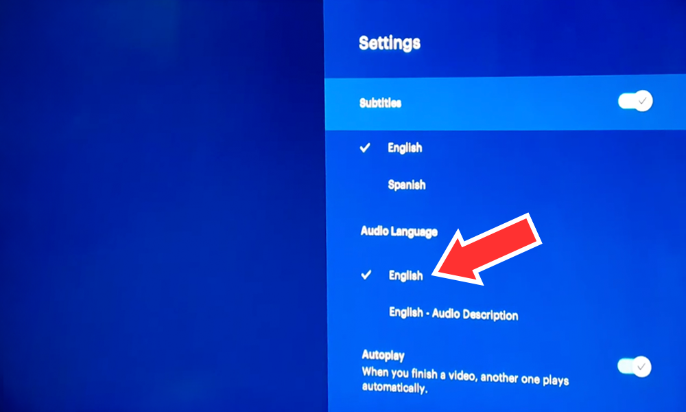 Under Audio Language select only English