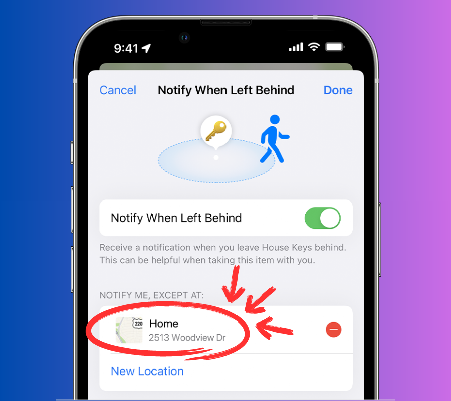 Add locations where you don't want to be notified.