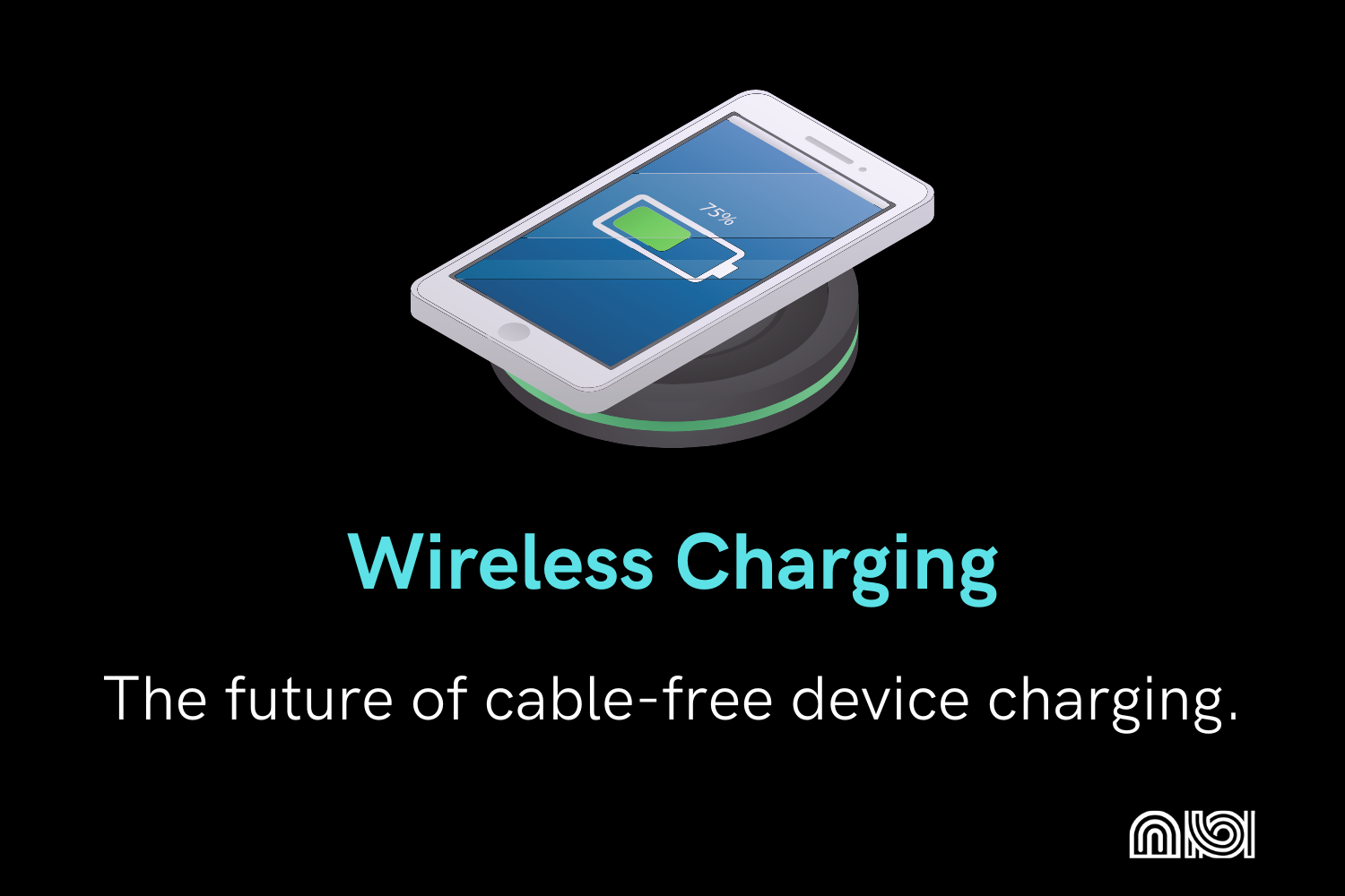 Wireless charging tech illustration.