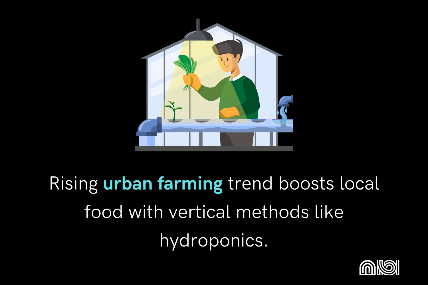 A graph showing the increasing popularity of urban farming, with a focus on innovative methods like vertical farming and hydroponics.